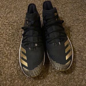 metal spike Adizero afterburners 6 black/white with gold plated bottoms